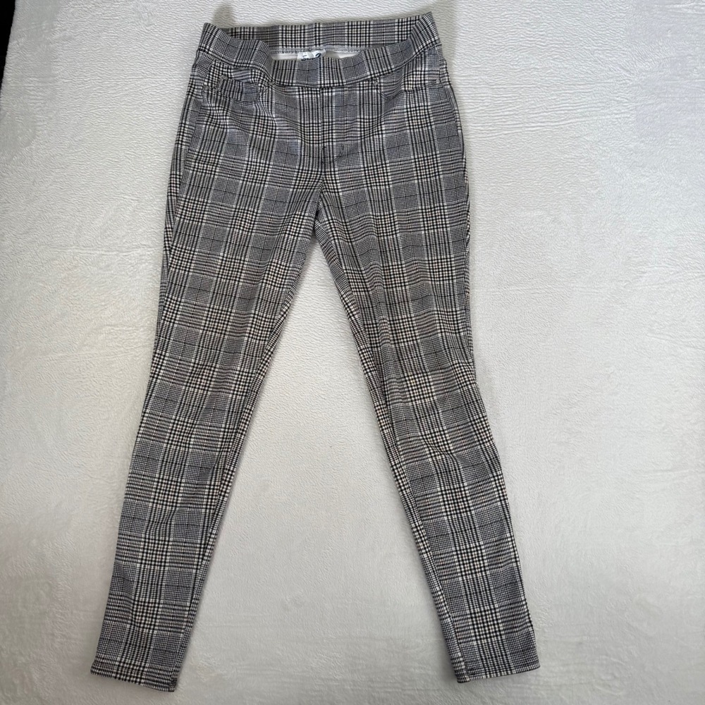 Seven7 Pull On Leggings Womens L Plaid Stretch Skinny Work Pants Glen Check